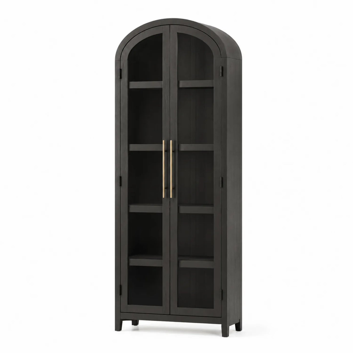 Armoire en bois avec portes en verre trempé noir