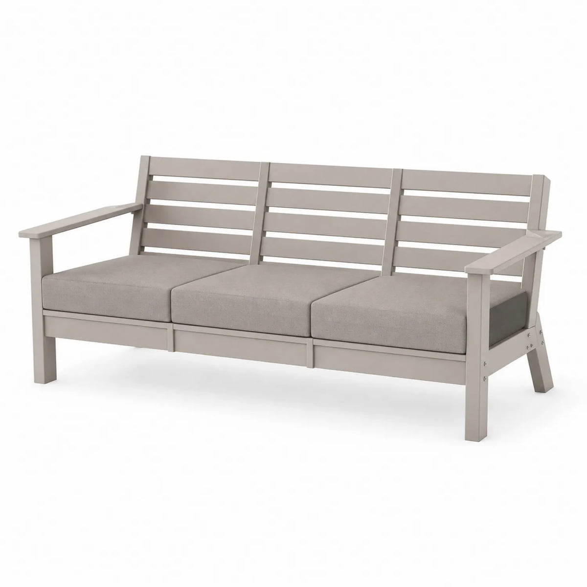 Canapé d'extérieur en aluminium gris avec coussins