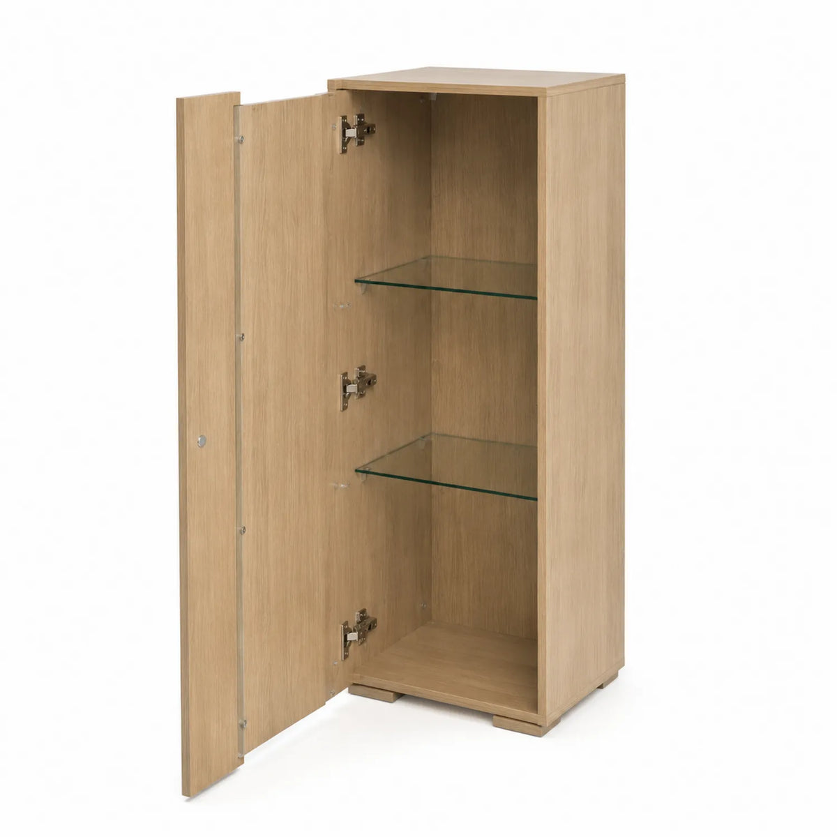 Armoire de rangement en bois avec étagères en verre trempé 40x30x120 cm