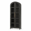 Armoire en bois avec portes en verre trempé noir