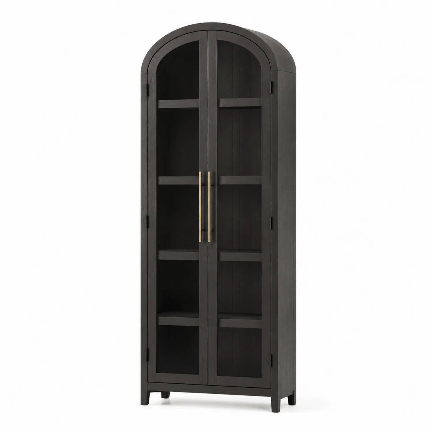 Armoire en bois avec portes en verre trempé noir