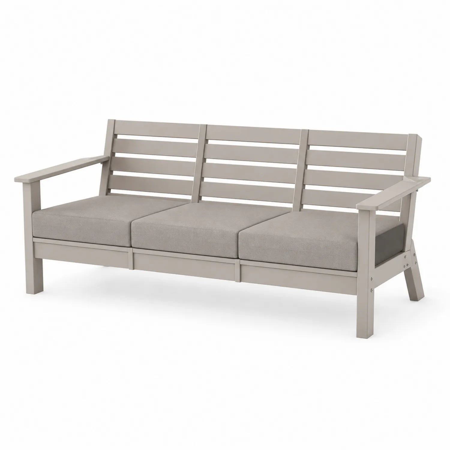 Canapé d'extérieur en aluminium gris avec coussins
