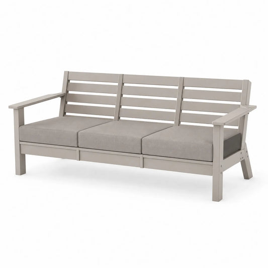 Canapé d'extérieur en aluminium gris avec coussins