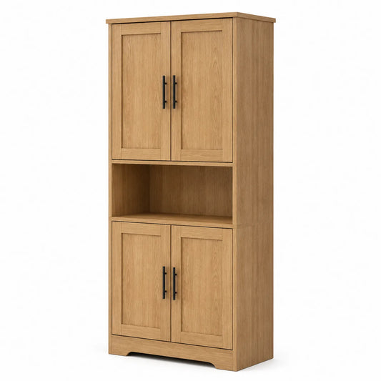 Buffet en chêne avec 4 portes et compartiment ouvert