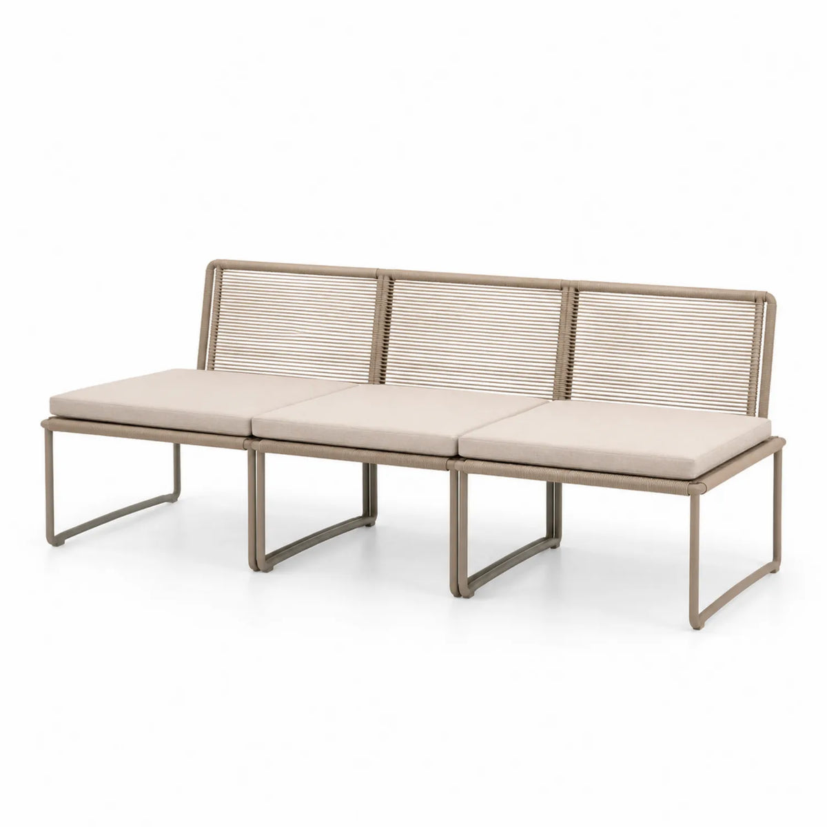 Canapé d'extérieur en aluminium avec coussins beige