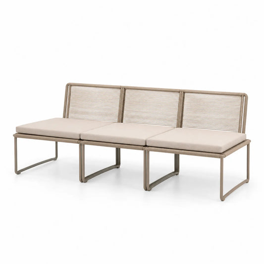 Canapé d'extérieur en aluminium avec coussins beige