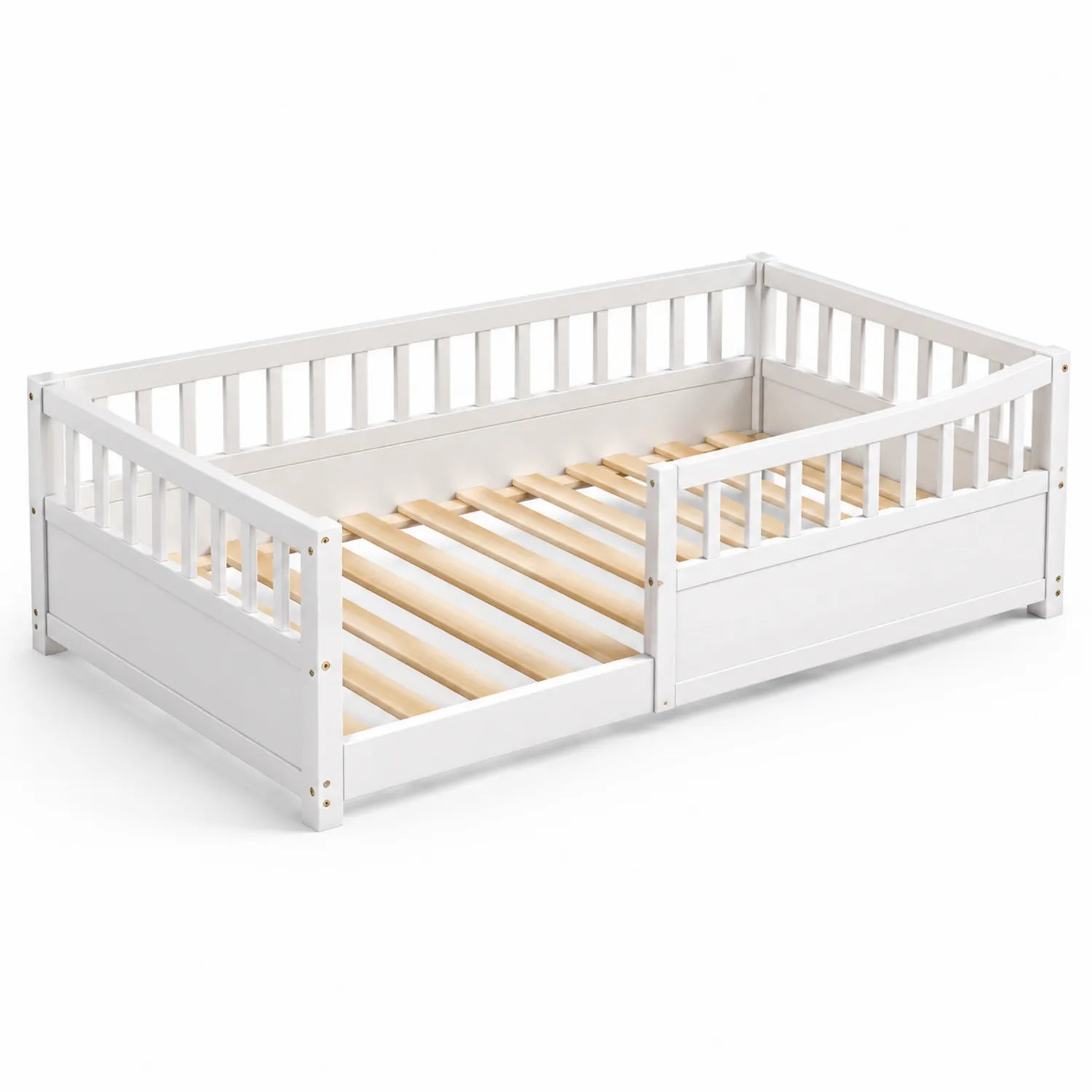Lit enfant en bois massif blanc 140x70 cm
