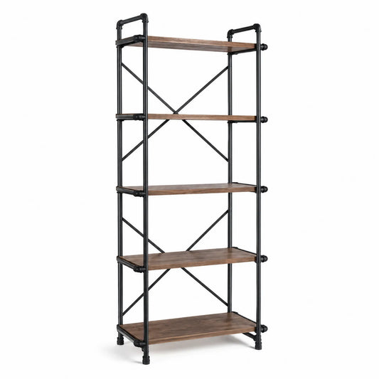 Étagère en bois et métal 5 niveaux Marron/Noir 180x90x40 cm