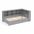 Lit en bois de pin avec rangements et étagères intégrées 200x100 cm Gris