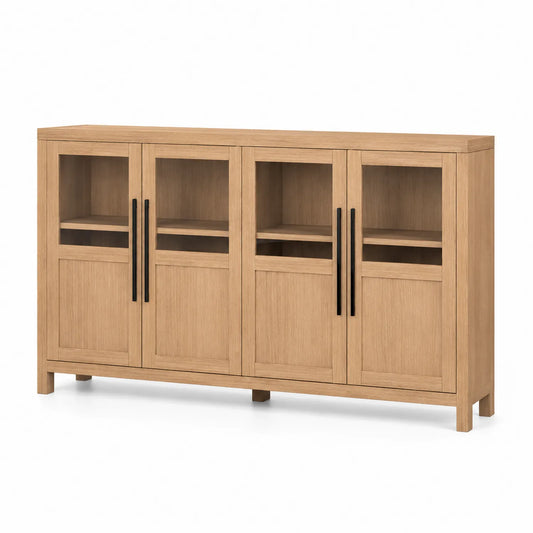 Buffet en bois avec portes en verre trempé