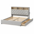Lit double en tissu avec rangement et étagères intégrées 200x150 cm